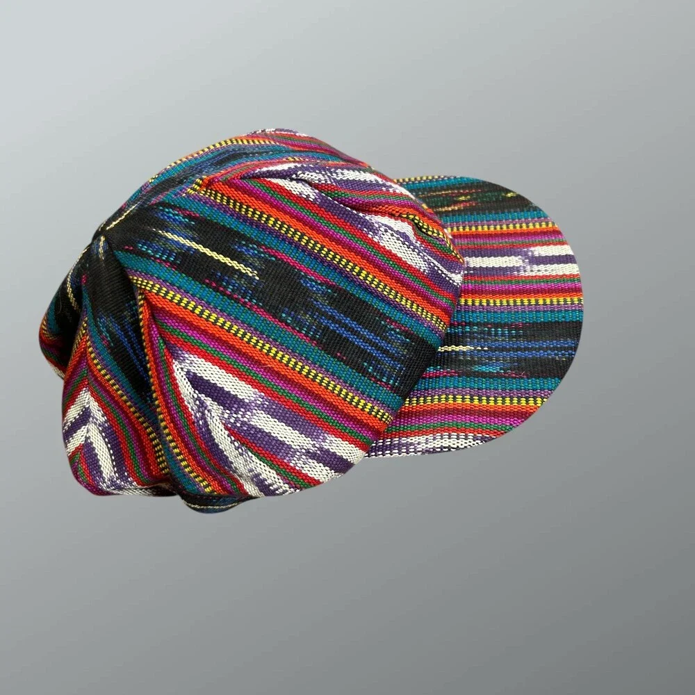 Guatemalan Hand Woven Newsboy Gatsby Rasta Hat Boho Hippie - Picture 2 of 7